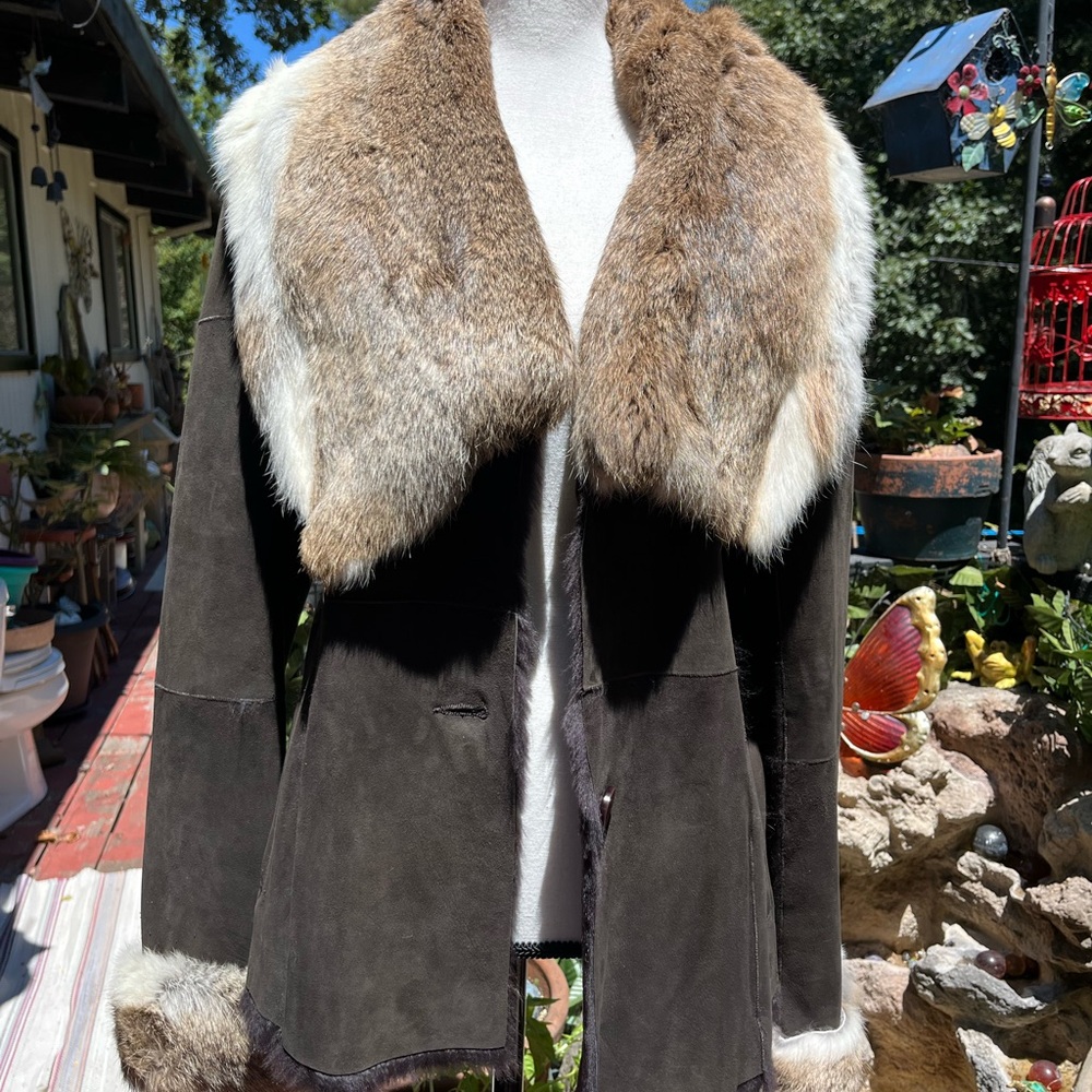Rabbit fur and suede jacket